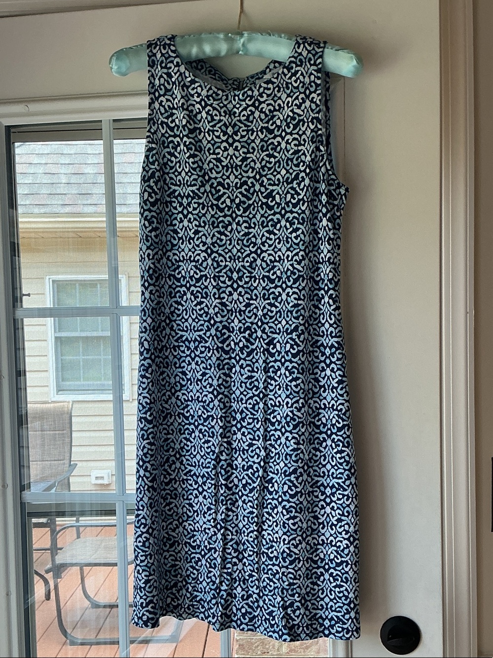 Tommy Bahama Navy & White Sleeveless Patterned Midi Dress